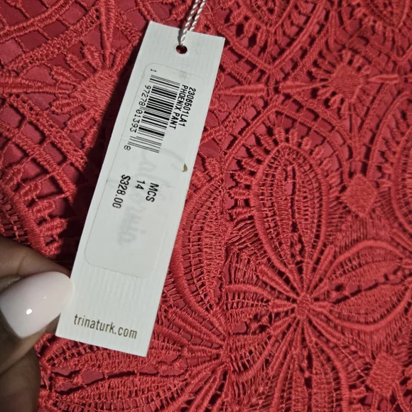 Trina Turk Red Coral Lace Wide-Leg Pants – Plus Size 14 – NWT